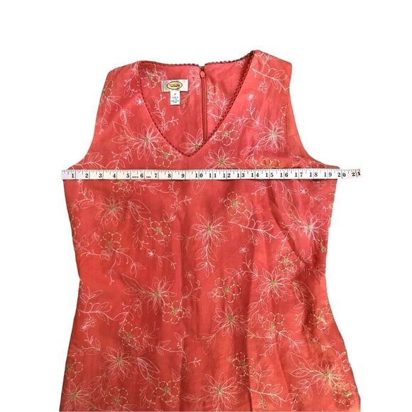 TALBOTS vintage Embroidered Floral Lace Trim V-Neck Linen Fully Lined Dress Size - Picture 10 of 15